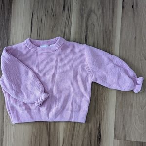 Zara Baby 9-12M Pink Chenille Sweater Ruffle Sleeves